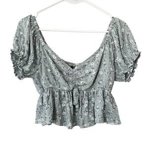 Floral Cropped Summer Trendy Blouse Puff Sleeves Rue 21